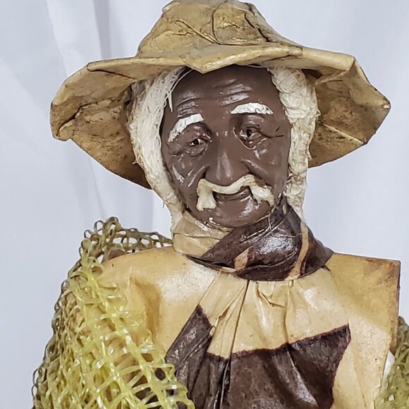 VTG handmade Mexican paper mache folk art couple Farmer & Lady Figurines - Picture 6 of 16